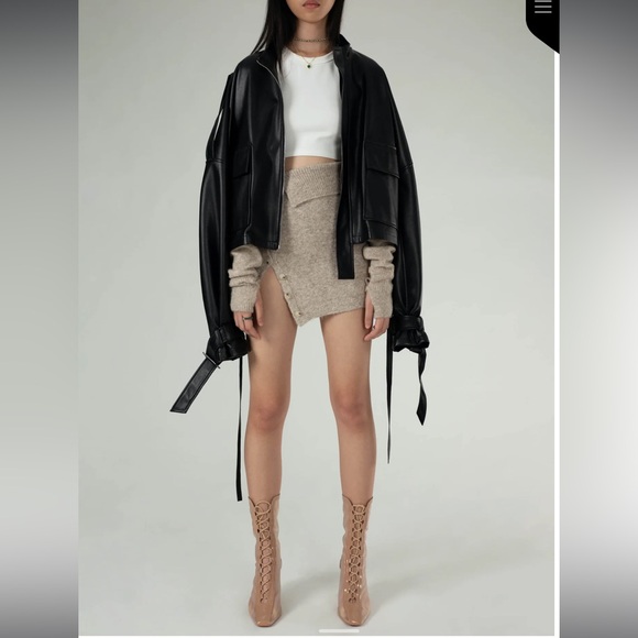 Ruve Selva sweater knit button through mini micro Skirt XS Sand - Picture 10 of 15